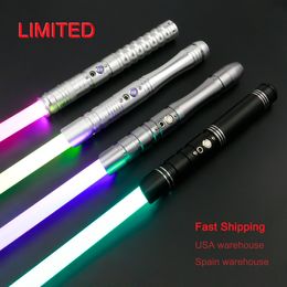 LED Light Sticks TXQSABER Sales Lightsaber Heavy Duelling RGB Juguetes Laser Sabre Combat Blade Metal Handle Jedi Cosplay Toy Kids Christmas Gift 230605