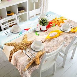 Table Cloth European Style Beach Lavender Flower Pattern Rectangular Table Cloth Wedding Decoration Restaurant Table R230605