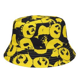 Wide Brim Hats 2022 Cotton Cartoon Printing Bucket Fisherman Outdoor Travel Sun Hat for Men and Women 160 G230603