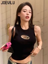 Women's Tanks Camis Hollowed Out Tank Top Girls' Black Sleeveless Crop Tops Women Sexy Slim Fit Bottom Corset Korean Outerwear Edgy Clothes Y2k Tee T230605