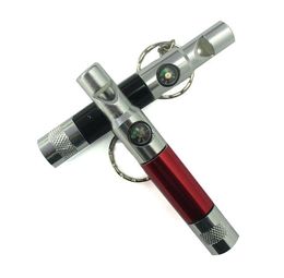 Portable outdoor mini metal led light whistle multifunction 3in 1 camping hiking gabgets tool aluminium alloy compass euipment