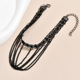 Anklets Charming Women Ankle Chain Solid Multi-layers Hypoallergenic Layered Black Bracelet Gift