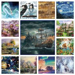 3D Puzzles Jigsaw 1000 Pieces Famous Landscape Painting Art Decompression Toys for Adults Family Games Home Decoration Gift 230605