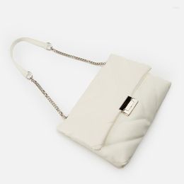 Evening Bags 2023 Designer Chain Lady Shoulder Bag Luxury White Messenger Purse Solid Colour PU Leather