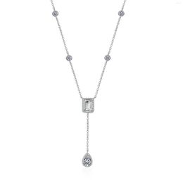 Chains AZ389-X Lefei Fashion Trendy Luxury Classic 3Ct Moissanite Rectangle Waterdrop Necklace For Women 925 Silver Party Charm Jewellery