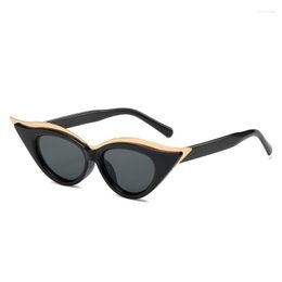 Sunglasses 2023 Fashion Sexy Cat Eye Women Brand Vintage Metal Cateye Frame Colour Sun Glasses Female Show Shades Oculos