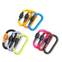 8cm Outdoor traveling locking carabiners D shape aluminium alloy backpack kettle Hang buckle Multi-function climbing camping outdoor tool