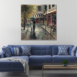 Romantic Canvas Art Romantic Stroll Hand Painted Brent Heighton Painting Contemporary Landscape Artwork for Family Room