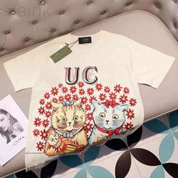 Summer fashion men's and women's cats loose women's T-shirt designer high-end pure cotton luxury G Graphic female couple Asian size short sleeve T-shirt shirt