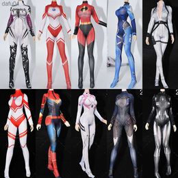 24 Colors 1/6 Sexy Female Stretch Amazing Spider Girl Gwen Bodysuit Tights Jumpsuit 3D Printed Battle Suit Model for 12" Body L230522