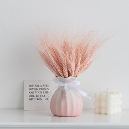 Decorative Flowers Natural Wheat Spike Real Air-Dried Bouquet With Vases Home Furnishings Opening Celebration Decoration Arrangement