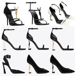 designer sandals sandal slides womens high heel low heels platform luxury slide Dress Classics Women 10cm 8cm Heels Black Golden Gold Wedding Bottoms with box