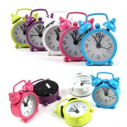 Mini Solid Colour Alarm Clock Metal Students Small Portable Pocket Clocks Household Decoration Adjustable Electronic Timer QH36