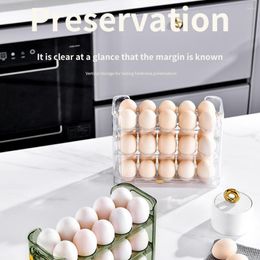 Storage Bottles Transparent Flip-Type Egg Holder Kitchen Shelving Refrigerator Side Door Box Organiser Rack