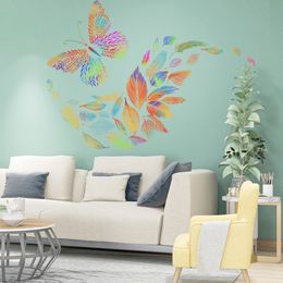 Colourful Leaves Butterfly Wall Sticker Bedroom Living Room Background Home Decoration Poster Beautify Wallpaper Removable Decals