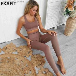 Women's Tracksuits Gym 2 Piece Set Workout Clothes For Women Set Solid Color Fitness Leggings Sportswear Woman Wear Sport Bra And Pants T230605