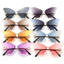 Sunglasses Brand Oversized Butterfly Women Fashion Rimless Gradient Lens Eyewear Ladies Steampunk Party Sun Glasses