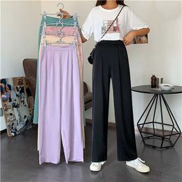 Capris Korean Fashion Casual Women's Straight Trousers Weight Loss Summer 2023 New Loose High Waist Set Wide Leg Pants P230605