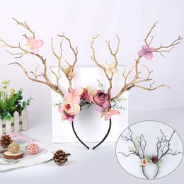 Hair Clips Fashion Women Antler Deer Horn Flower Hairband Cute Hoop Cosplay Party Accessories