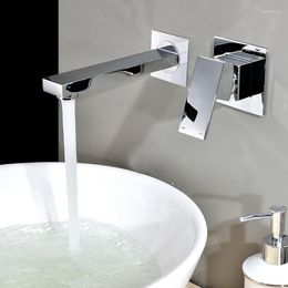 Bathroom Sink Faucets Azos In-wall Faucet One-piece Wash Basin Brass Chrome Cold And Switch Shower Room Cabinet Single Handle Doub