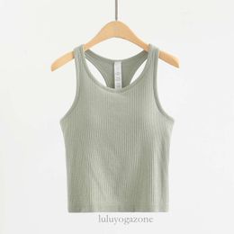 LL Racerback Yoga Tank Tops Lu Women Fiess Sleeveless Summer Breathable Cami Sports Shirts Slim Ribbed Running Gym Crop Vest Built in Bra Top 5988