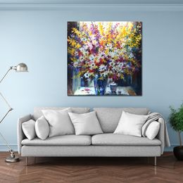 Impressionist Canvas Art Spring Bouquet Brent Heighton Painting Reproduction Hand Painted Flower Artwork for Club Bar Wall Decor