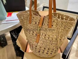 Beach Bags 23ylsy new Beach Bag Casual Rattan Large Capacity Totes Designer Wicker Woven Women Handbags SummerBeach Bali Straw Bags Lady Travel Big Basket Purse