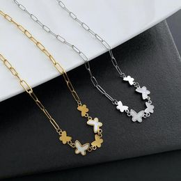 Pendant Necklaces Stainless Steel Butterfly Necklace For Women Gold Color Link Chain Shell Pendants Party Jewelry Bijoux