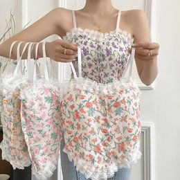 Women's Tanks Sweet Fragmented Flower Tank Top With Summer Design Sense Bra Spicy Girl External Wear Inner Small Strap Short