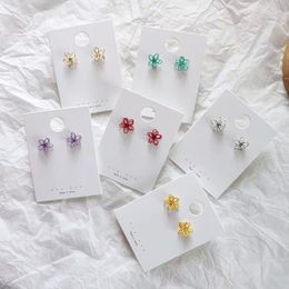 Stud Earrings 1 Pair Sweet Temperament Simplicity Ears Flower Colourful For Women Korean Jewellery Gothic Accessories Girl's Gifts 2023