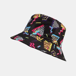 Wide Brim Hats 2022 Cotton Geometric Printing Bucket Fisherman Outdoor Travel Sun Hat Men and Women 179 G230603