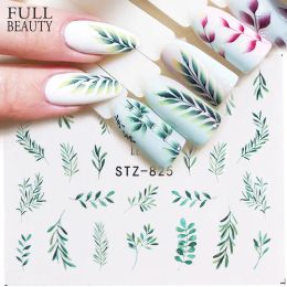 25pcslot Water Nail Decal and Sticker Flower Leaf Tree Green Simple Summer Slider for Manicure Nail Art Watermark Tips