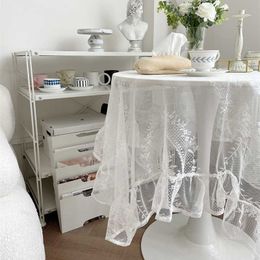 Table Cloth White Lace Wedding Party Table Decoration Floral Table Cloth Coffee Table Cover Home Decor Picnic Blanket R230605