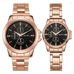Wristwatches Famous Couple Watches Lovers Rosy Gold Quartz Watch Women Stainless Steel For Gift Relogio Feminino Men Wristwatch
