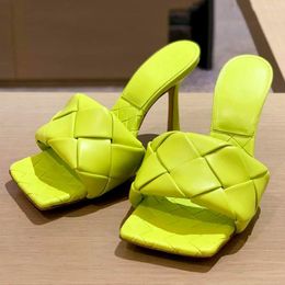 Slippers 2023 Ladies Summer Braided High Heel Designer Sandals Casual Comfort Thin Strap Combination Heels Size 35-44