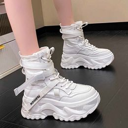 Boots Fashion Women Chunky Platform Motorcycle Boots White Lace Up Thick Bottom Shoes Woman Autumn Winter Ankle Botas De Mujer 2022 Z0605