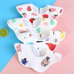 Bibs Cloths Baby feeding cotton waterproof pet print cartoon Saliva towel newborn soft Burp cloth baby bib 360 degrees G220605