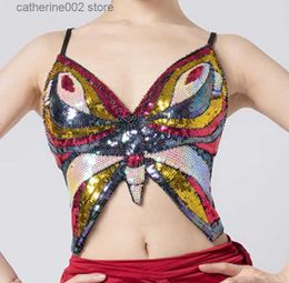 Women's Tanks Camis Women's Butterfly-shaped Sequin Halter Top Halloween Belly Dance Camisoles Shape V-Neck Sleeveless Sling Tank Tops Party Vests T230605