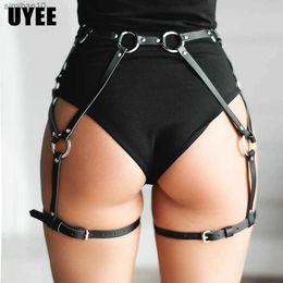 UYEE Women Thigh Harness Garter Belt PU Leather Stockings Waist Leg Suspenders Pole Dance Punk Goth Sexy Buttocks Bondage Garter L230518