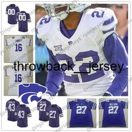 thr 2019 Kansas State Wildcats #2 Harry Trotter 6 Jordon Brown 33 Tyler Burns 51 Reggie Walker 83 Dalton Schoen Purple White Jersey 4XL