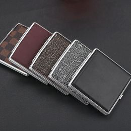 Smoking Colourful PU Leather Cigarette Stash Case Dry Herb Tobacco Preroll Rolling Roller Cigar Storage Box Portable Innovative Elastic Band Metal Clips Holder DHL