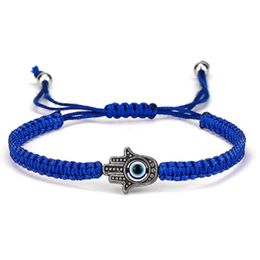 Handmade Braided Rope Blue Eye Charm Bracelets Fatima Hand-woven Men Women Rope Chain Bracelet Jewellery Gift In Bulk