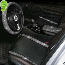 New White Rhinestones Universal Car Seat Covers Interior Accessories Diamond Ice Silk Auto Seat Cushion Pad Four Seasons Seat Mats