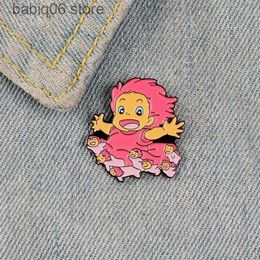 Pins Brooches Cartoon anime surrounding girls cute alloy drop oil brooch pin badge T230605