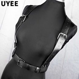 UYEE Techwear Women PU Leather Harness Belt Body Chain Sexy Underwear Bondage Lingerie Bra Cage Gothic Garter Belt Harajuku Punk L230518