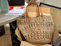 Beach Bags 23ylsy New Beach Bag Casual Rattan Large Capacity Totes Designer Wicker Woven Women Handbags Summerbeach Bali Straw Bags Lady Travel Big Ba 716