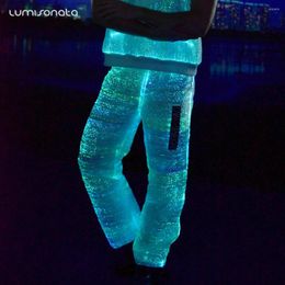 Calças Masculinas LUMISONATA Cool Fashion Led Light Up Luminous Fibra Óptica Dance Club Calças para Performance de Palco