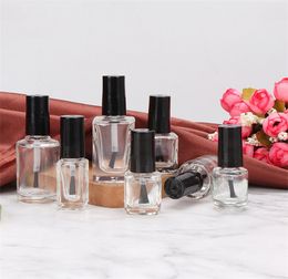 5ML 10ML 15MLSquare Glass Bottle With Brush Empty Transparent Makeup Tool Nail Polish Containers Clear Glass Glue Bottle For Sample JL8963