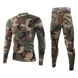 Racing Jackets Winter Warm Tight Tactical Thermal Underwear Sets Men Outdoor Function Breathable Training Cycling Thermo Camouflage Long
