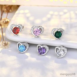 Charm Sterling Silver Heart Tree Stud Earrings For Women Exquisite Student Girlfriend Jewellery Wedding Party R230605